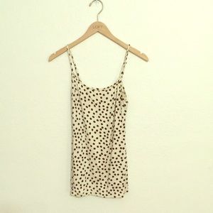 White cami with black polka dots